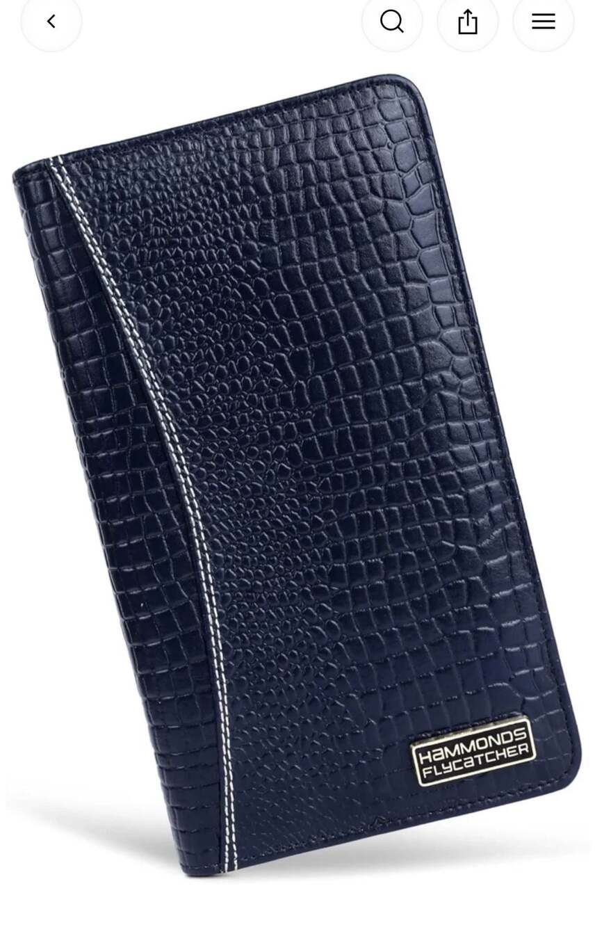 Hammonds Flycatcher Genuine Leather RFID Protection Passport Cover Croc Blue